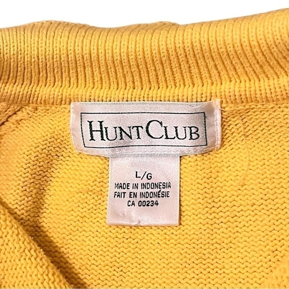 VINTAGE Hunt Club Yellow Knit Boxy Pull Over Sweater with Collar - Picture 8 of 12